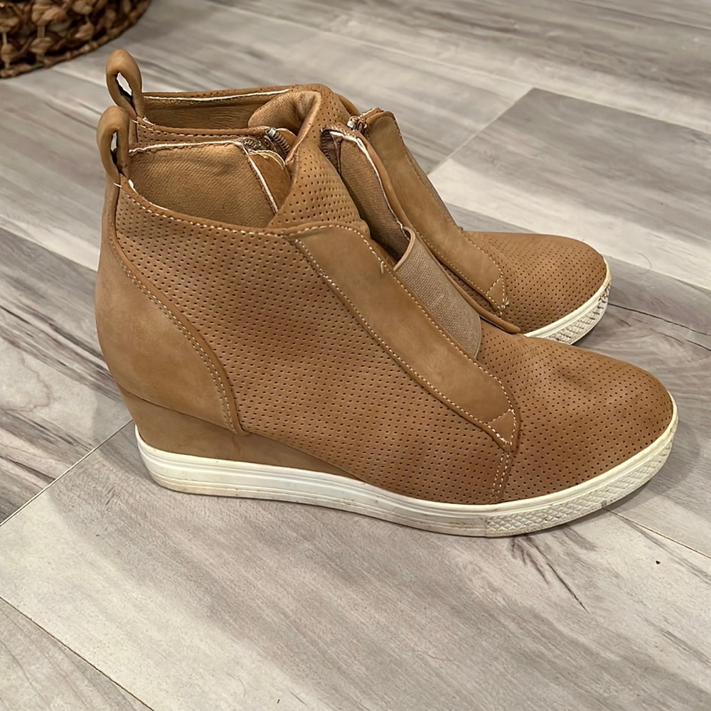 Tan sneaker booties